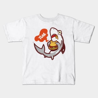 Burger Shark Kids T-Shirt